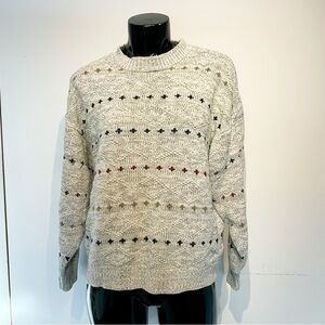 Vintage Italy Sweater Grey Knit Cottagecore Wool S M